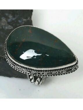 Bloodstone Gemstone 925 Sterling Silver Handmade Antique Design Ring